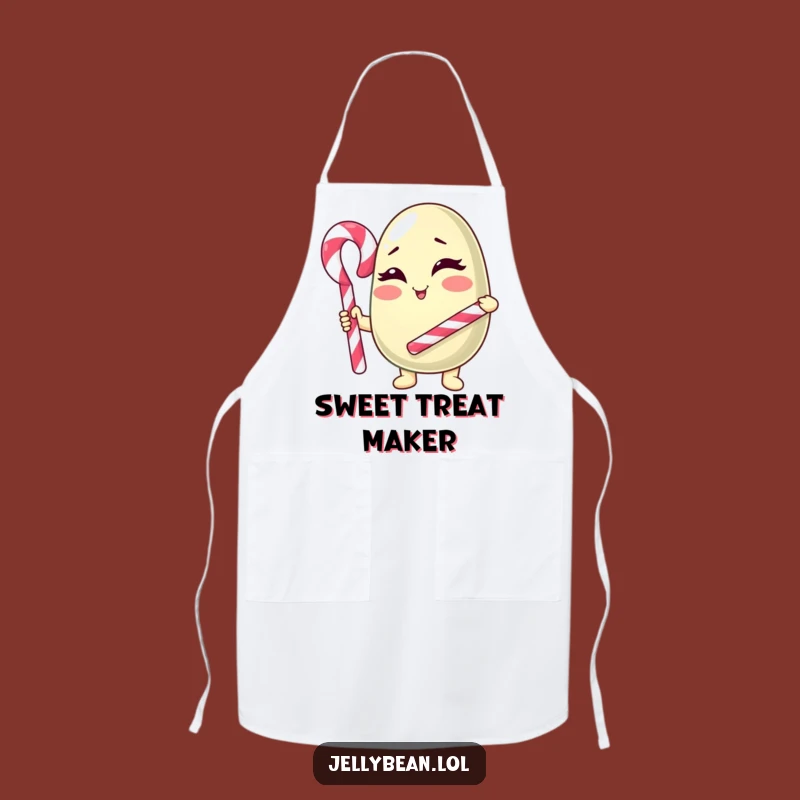 Funny Winking Jelly Bean Apron: Sweet Candy Cane Chef Character for Kitchen Fun