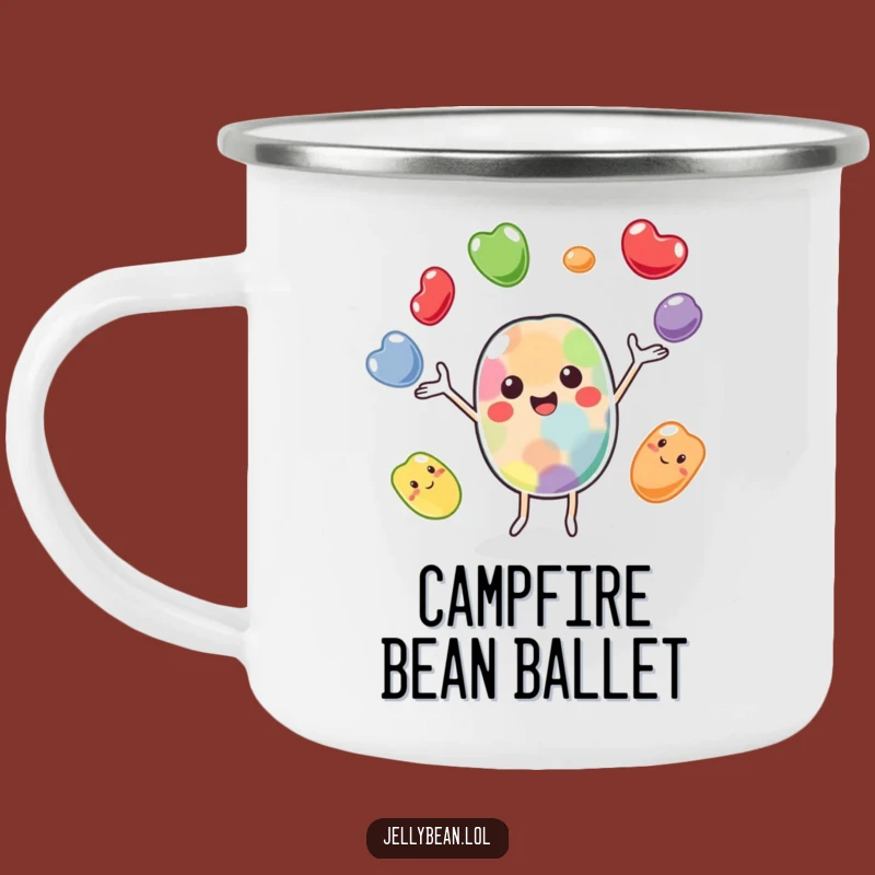 Funny Juggling Jelly Bean Camping Mug: Adventure with Cheerful Fun
