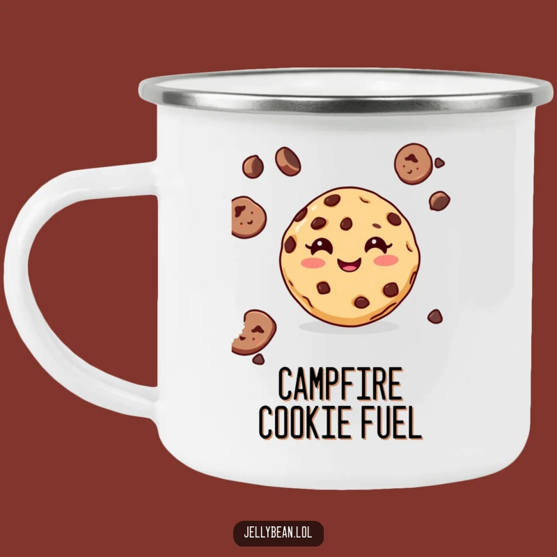 Funny Cookie Camping Mug: Chocolate Chip Drinkware, Outdoor Gift