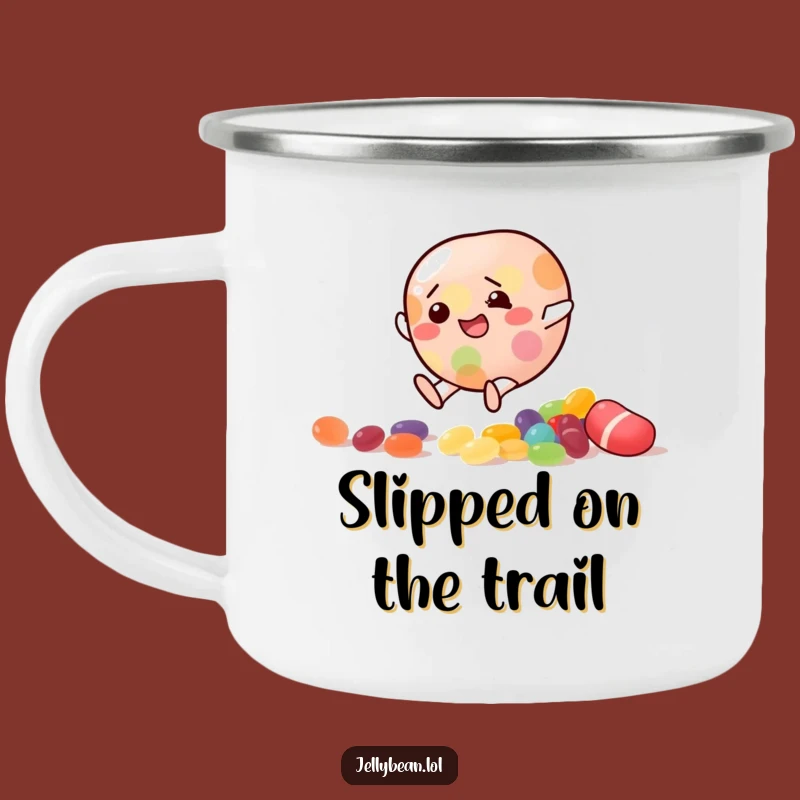 Durable Funny Slipping Jelly Bean Camping Mug: Sip Through Mishaps, Essential Funny Gift