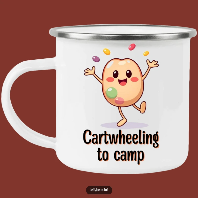 Funny Cartwheel Jelly Bean Camping Mug: Your Energetic Adventure Companion