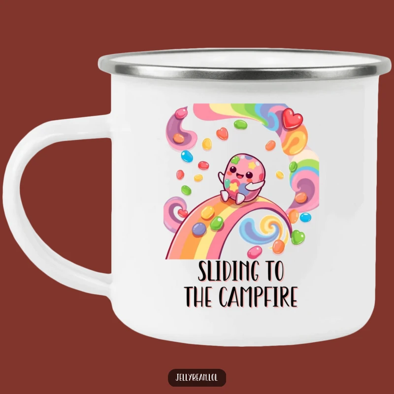 Funny Jelly Bean Rainbow Camping Mug: Adventure with Flavorful Joy!