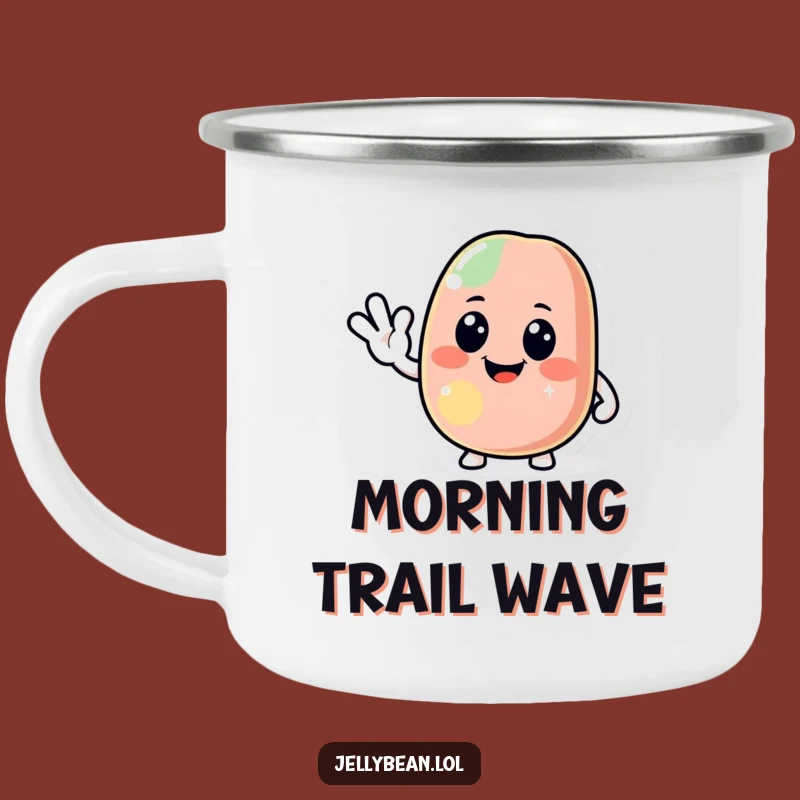 Funny Jolly Jelly Bean Camping Mug: Friendly Wave Drinkware, Best Funny Gift