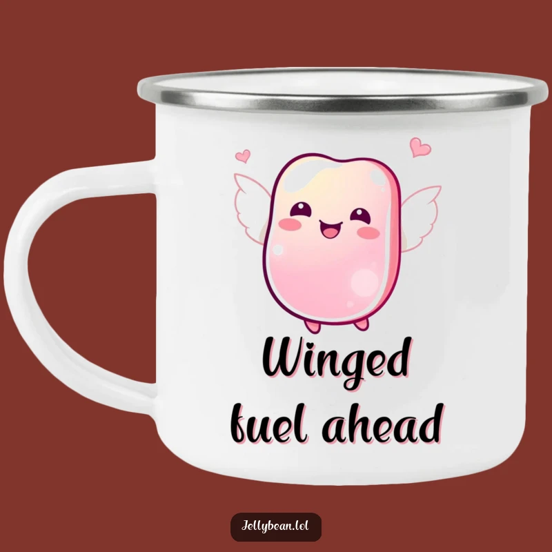 Funny Jubilant Jelly Bean Wings Camping Mug: Outdoor Flying Candy Cup