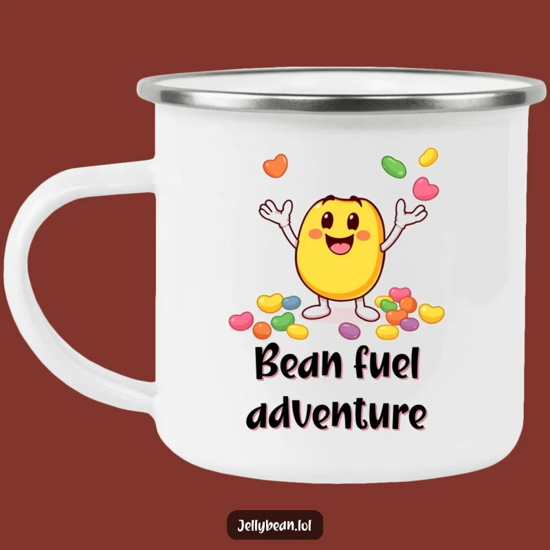 Funny Juggling Jelly Bean Camping Mug: Your Fun Adventure Companion