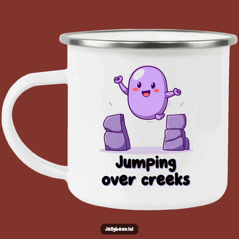 Funny Leaping Jelly Bean Camping Mug: Fuel Your Adventures