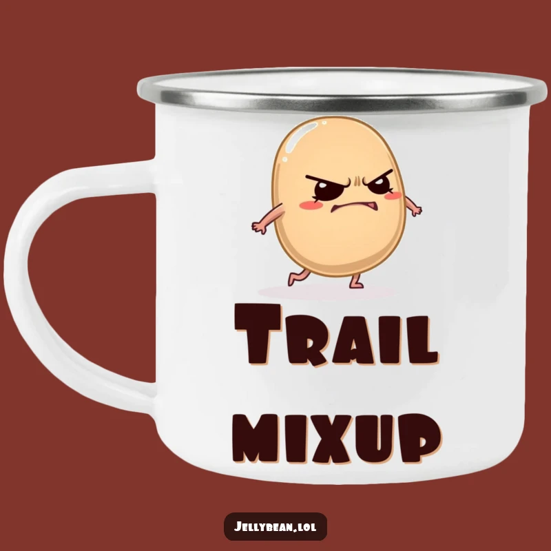 Funny Outdoor Jelly Bean Camping Mug - Clumsy Character Goofy Adventure