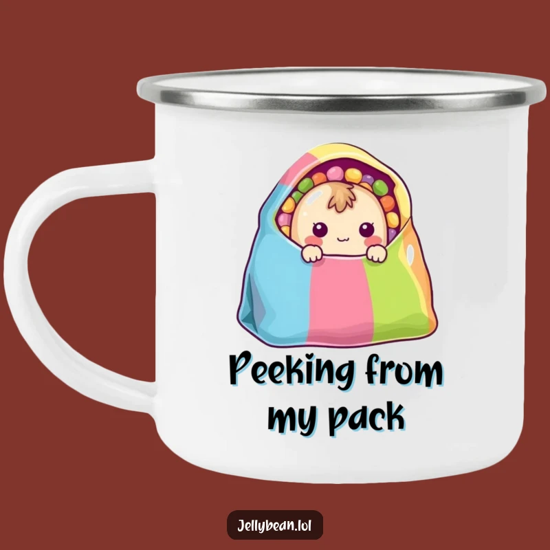 Funny Shy Jelly Bean Camping Mug - Cute Candy Adventure Gift