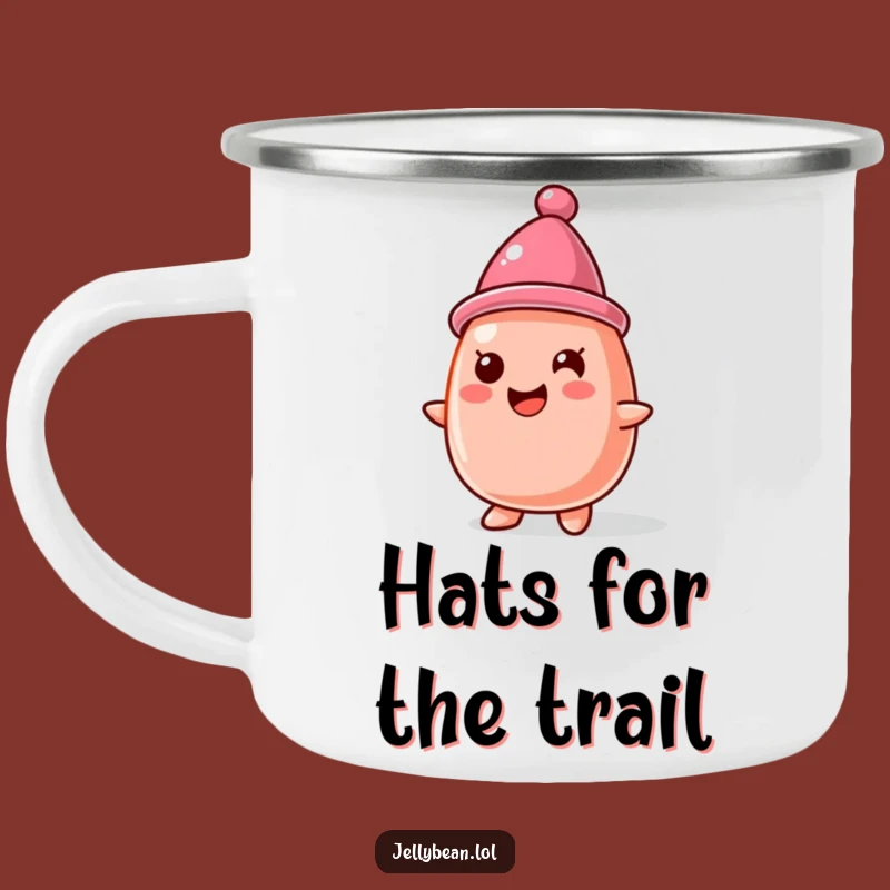 Funny Jelly Bean Hat Camping Mug: Durable Cup for Sweet Outdoor Fun