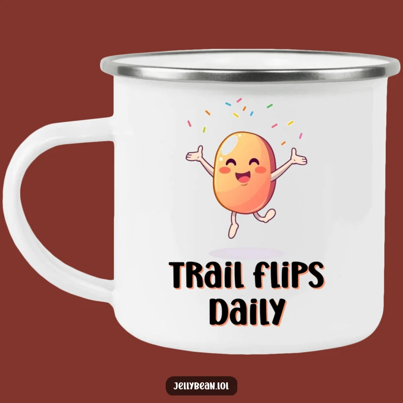 Funny Jelly Bean Cartwheel Camping Mug: Sip Your Adventure with Hilarious Style