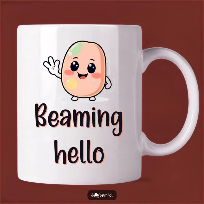Funny Jolly Jelly Bean Mug: Friendly Wave Character, Perfect Funny Gift Idea