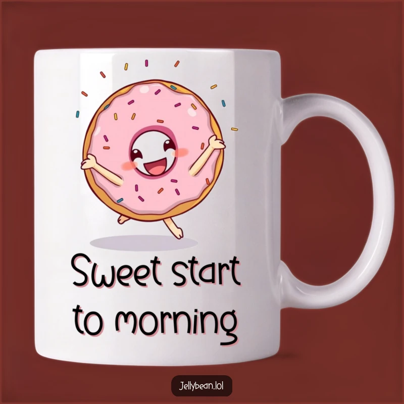 Funny Donut Cartwheel Mug: Sprinkly Character Gift for Sweet Humor Lovers
