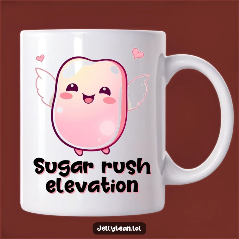 Funny Jubilant Jelly Bean Wings Mug: Joyful Flying Candy Gift Idea