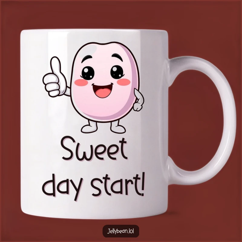 Funny Thumbs Up Mug: Happy Jelly Bean, Positive Vibes Gift