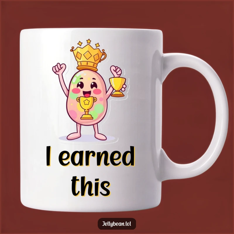 Funny Jelly Bean Winner Mug: Trophy Character Champion Sip, Perfect Funny Gift!