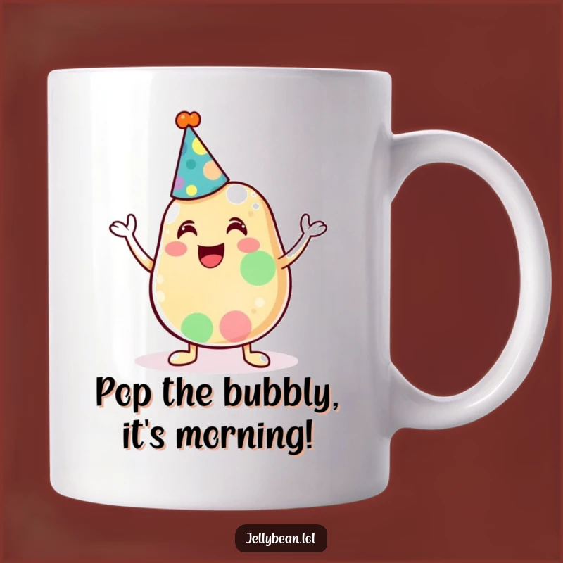 Funny Jelly Bean Party Hat Mug - Cheerful Character, Perfect Gift