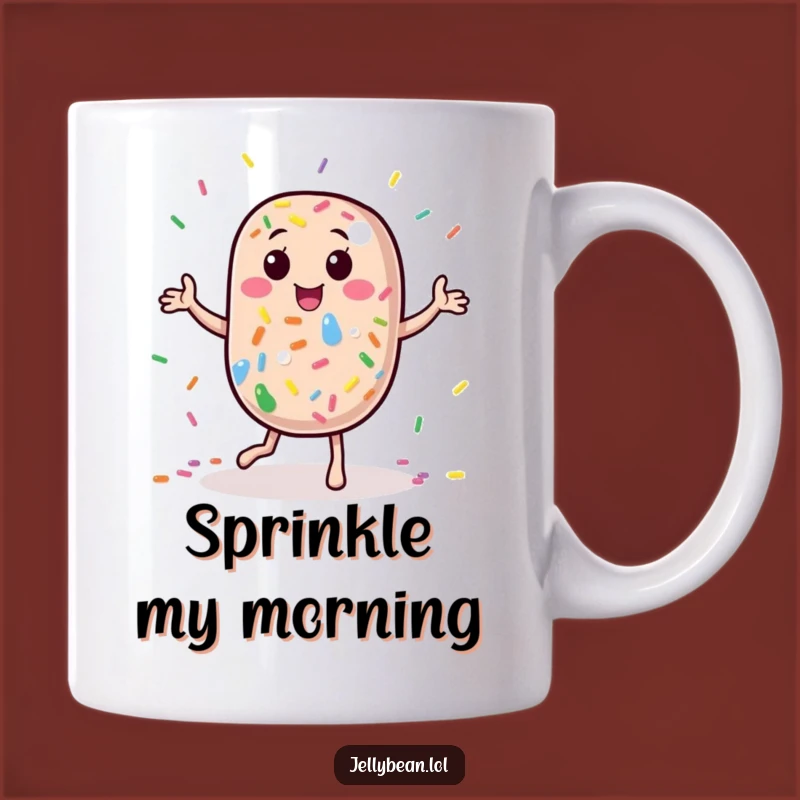 Funny Dancing Jelly Bean Mug: Joyful Sprinkle Character Gift for Happy Mornings