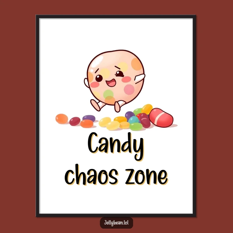 Dynamic Funny Slipping Jelly Bean Digital Print: Instant Comedy, Amazing Funny Gift