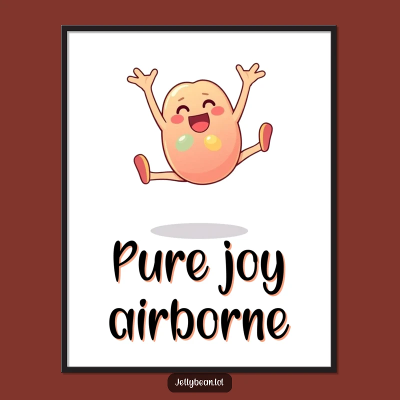 Funny Jelly Bean Cartwheel Art Print: Joyful Bean's Energetic Digital Download for Instant Fun Decor. A sweet funny gift.