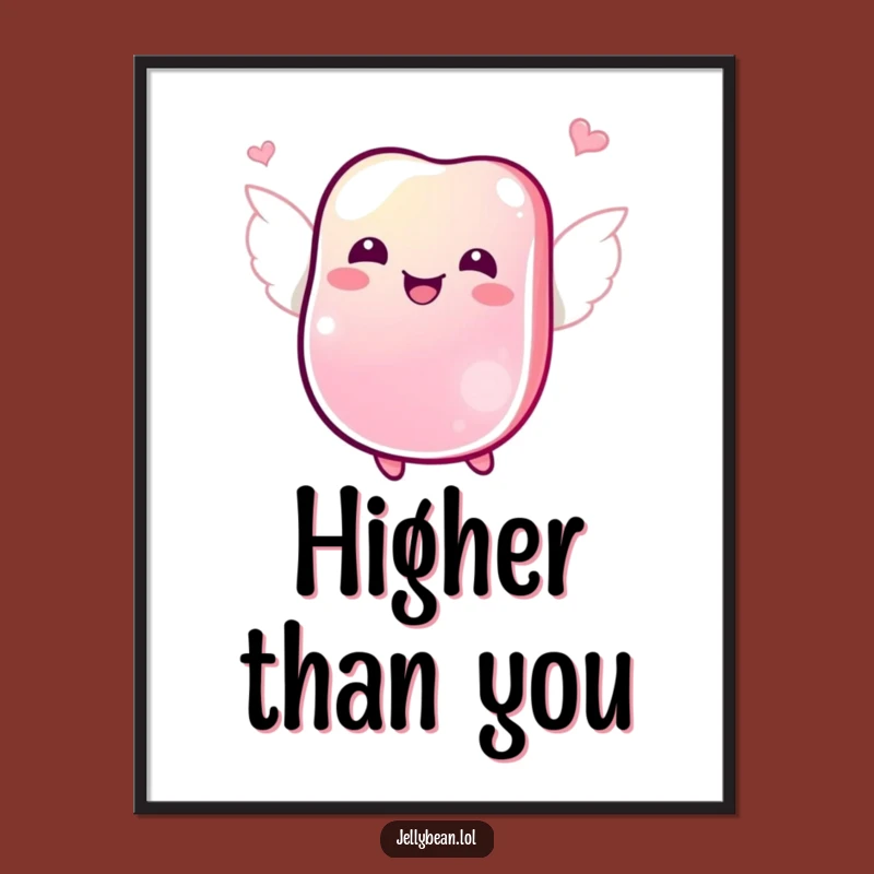 Funny Jubilant Jelly Bean Wings Digital Art: Humorous Flying Candy Wall Decor Gift