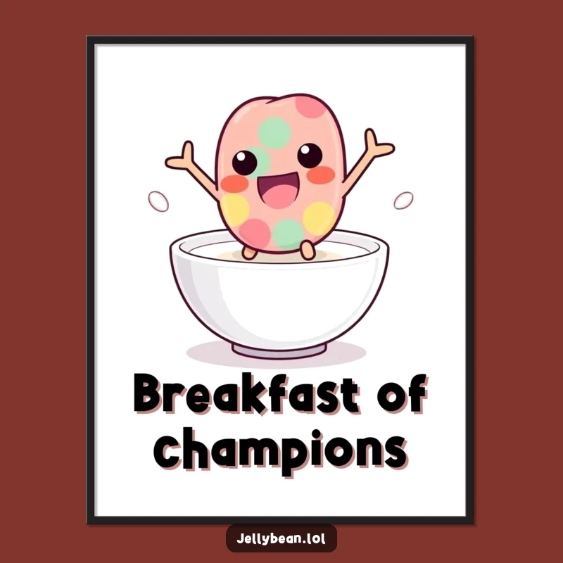 Funny Milk Leap Jelly Bean Digital Art: Playful Character Print, Perfect Funny Gift Decor