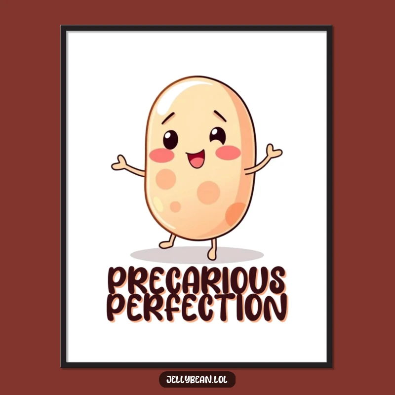 Funny Wobbly Jelly Bean Digital Art: Balancing Character Print, Perfect Funny Gift Decor