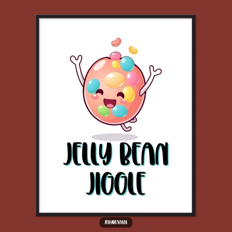 Funny Jelly Bean Head Bounce Digital Art: Instant Joyful Character Decor Gift