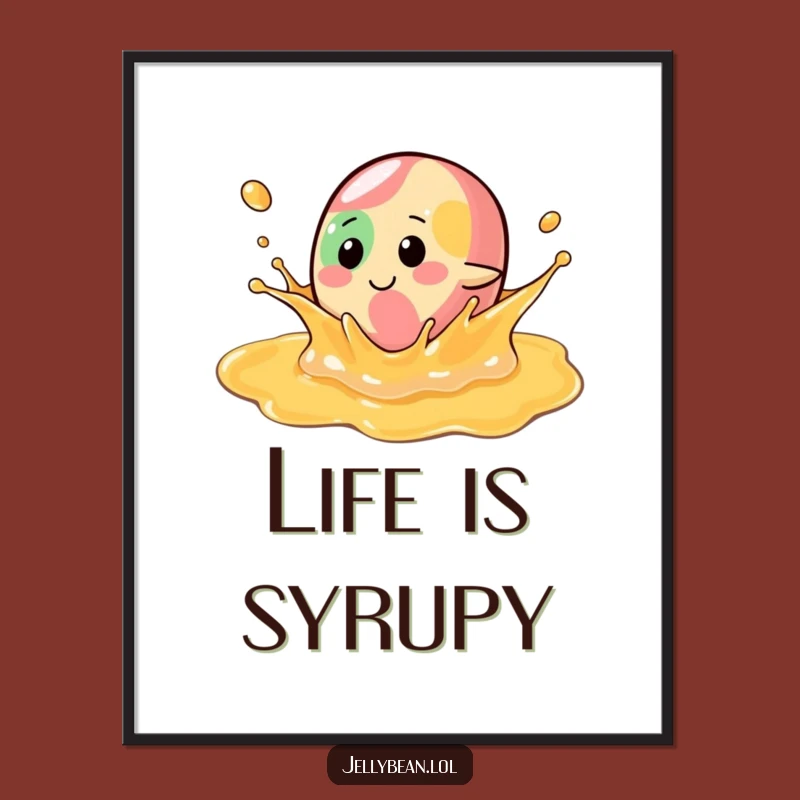Funny Syrup Splash Jelly Bean Digital Art: Instant Download for Playful Decor