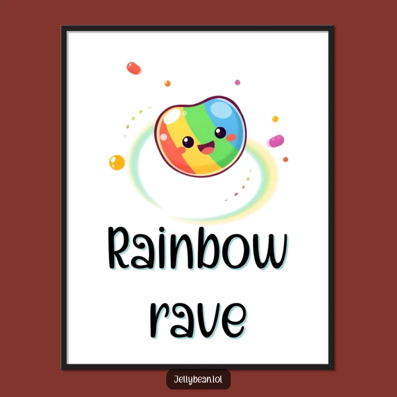 Funny Dizzy Jelly Bean Digital Art - Printable Rainbow Wall Art Gift