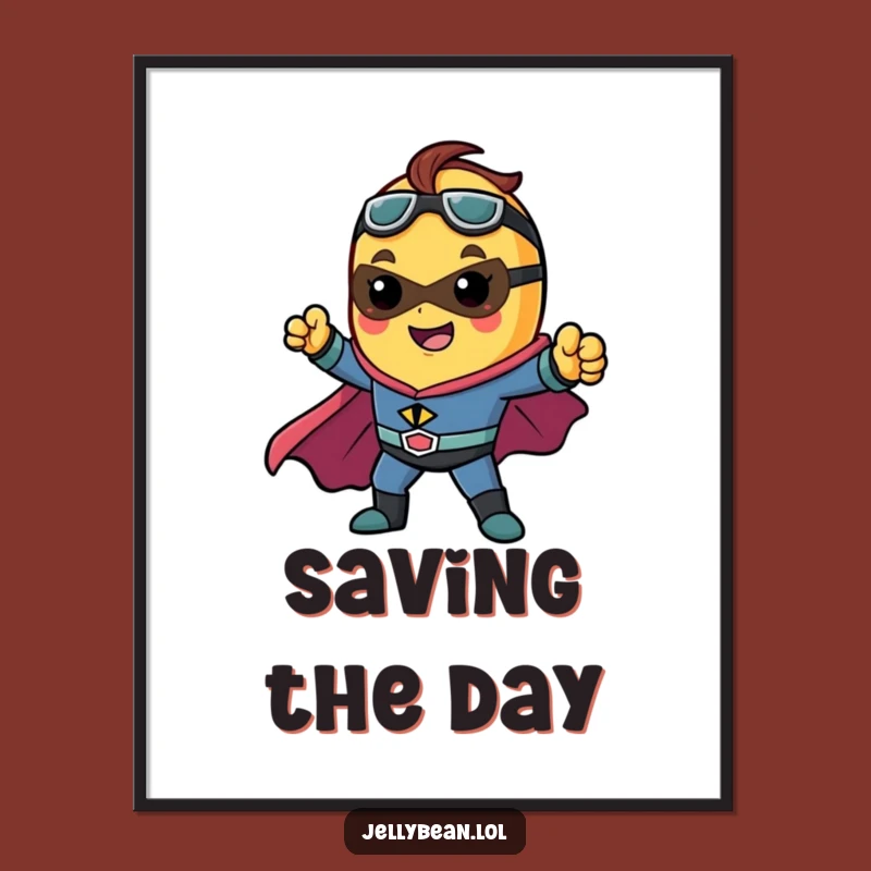 Funny Superhero Jelly Bean Digital Art - Instant Heroic Decor