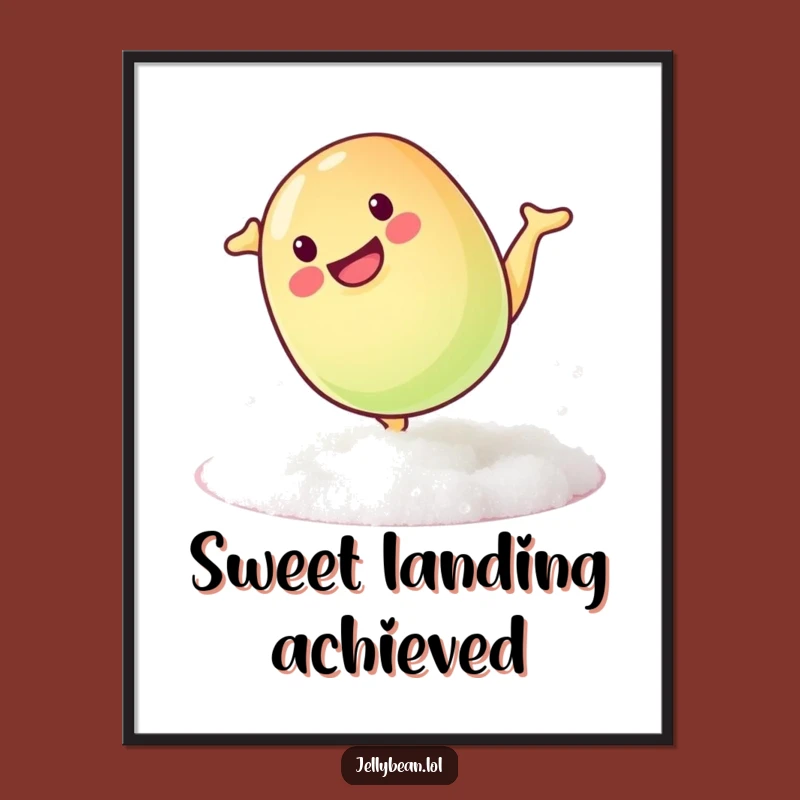 Funny Mischievous Jelly Bean Somersault Digital Art: Humorous Playful Candy Wall Decor Gift