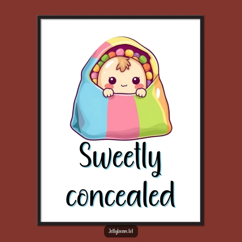 Funny Shy Jelly Bean Digital Art - Cute Peek-a-boo Decor Gift