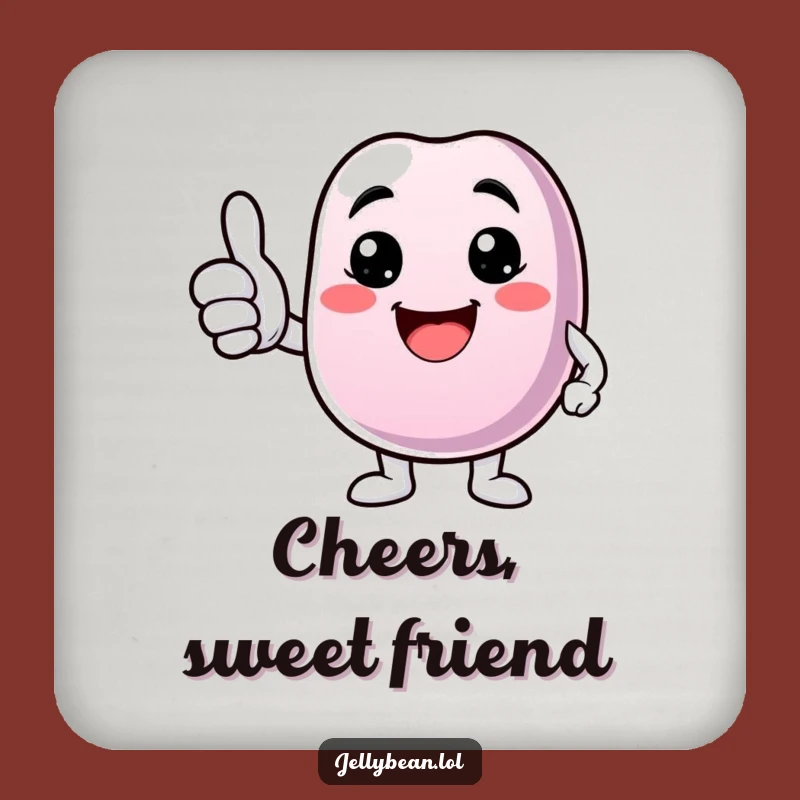 Funny Drink Coaster: Jelly Bean Thumbs Up, Protect Surfaces Gift