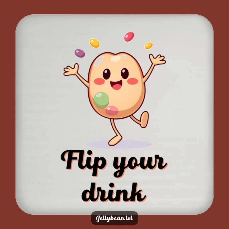 Funny Cartwheel Jelly Bean Coaster: Protect Surfaces with This Energetic Character