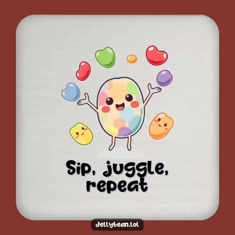 Funny Juggling Jelly Bean Coaster Set: Protect Surfaces with Cheerful Style