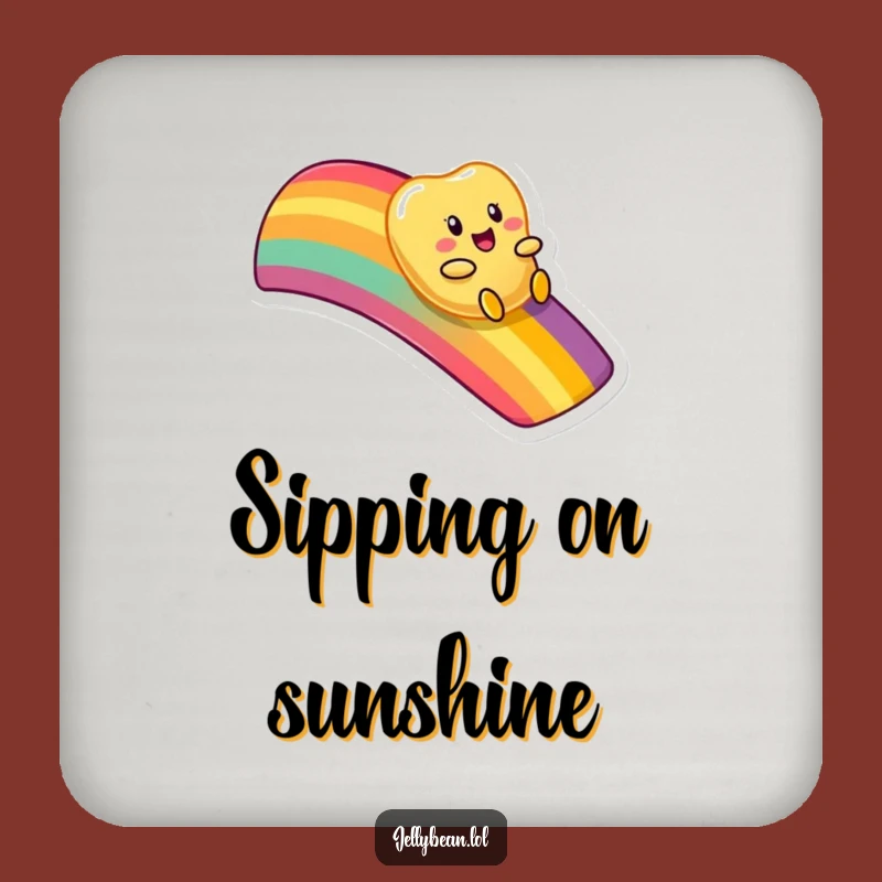 Funny Rainbow Slide Jelly Bean Coaster - Whimsical Decor, Protect Surfaces