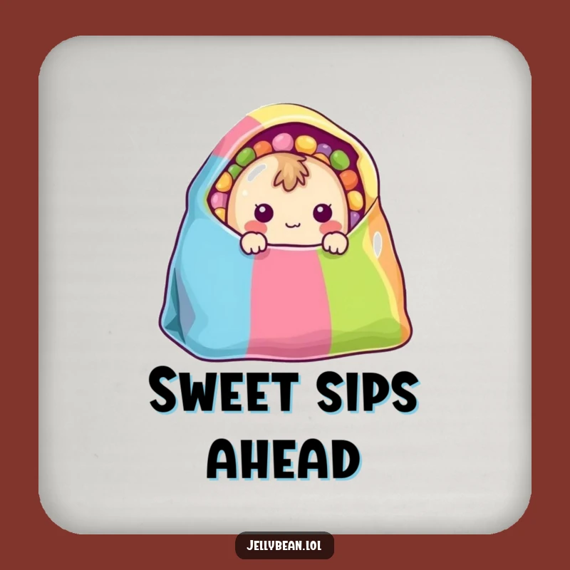 Funny Shy Jelly Bean Coaster - Cute Candy Drink Accessory Gift