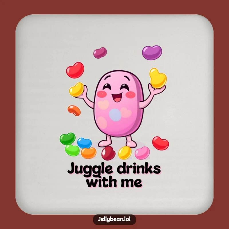 Funny Juggling Jelly Bean Coasters - Set of Cheerful Drink Protectors for Playful Table Decor