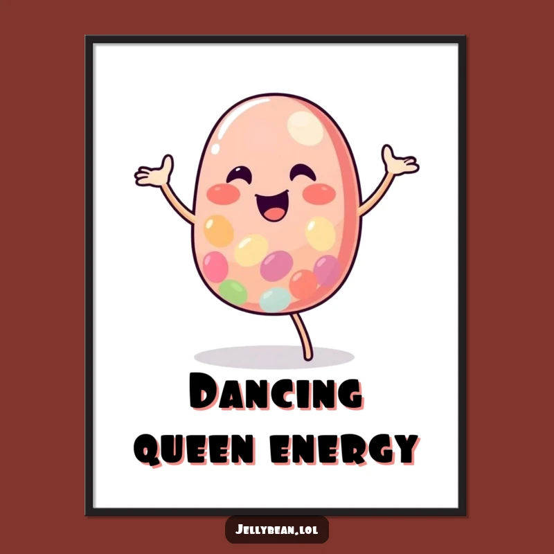 Funny Jelly Bean Dance Poster: Cheerful Character's Happy Wall Art Gift