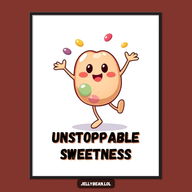 Funny Cartwheel Jelly Bean Poster: Dynamic Character Art for Walls - Funny Gift