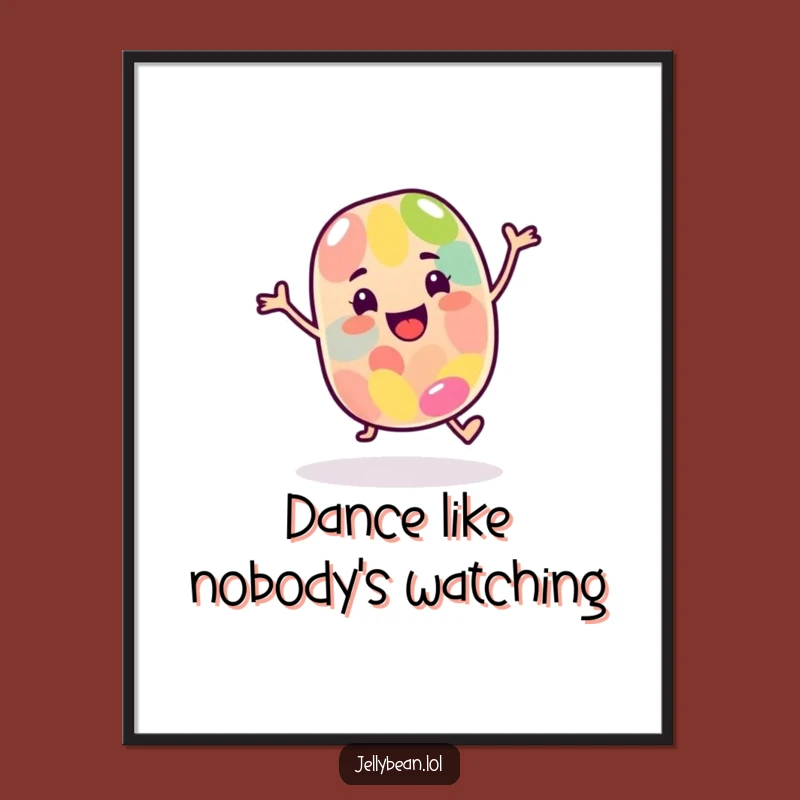 Funny Dancing Jelly Bean Poster - Happy Candy Wall Art Gift