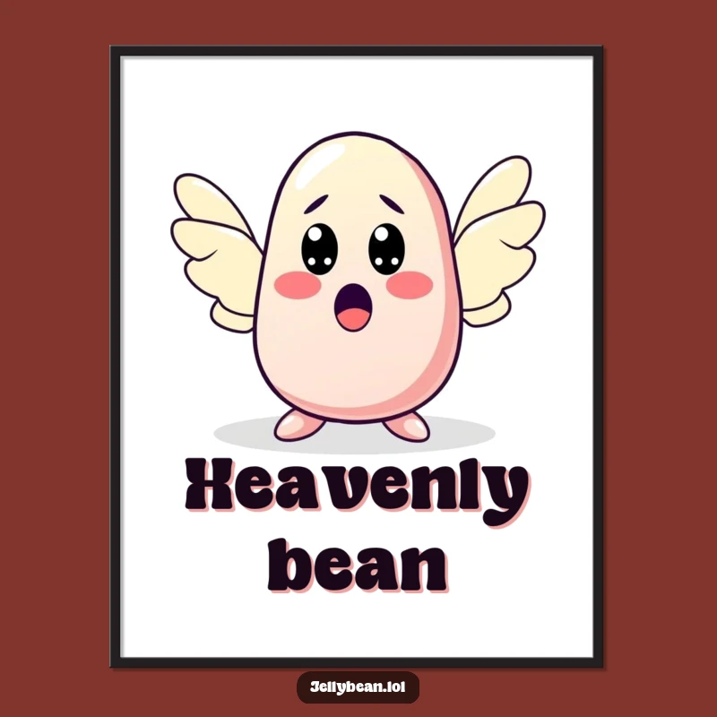 Funny Flying Jelly Bean Poster: Whimsical Character Art for Your Walls - Funny Gift