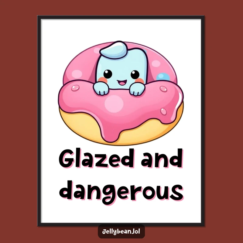 Funny Jelly Bean Donut Mischief Poster: Decorate with a Hilarious Grin - Your Perfect Funny Gift!