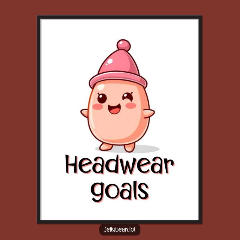 Funny Jelly Bean Hat Poster: Adorable Character Art for Sweet Wall Decor