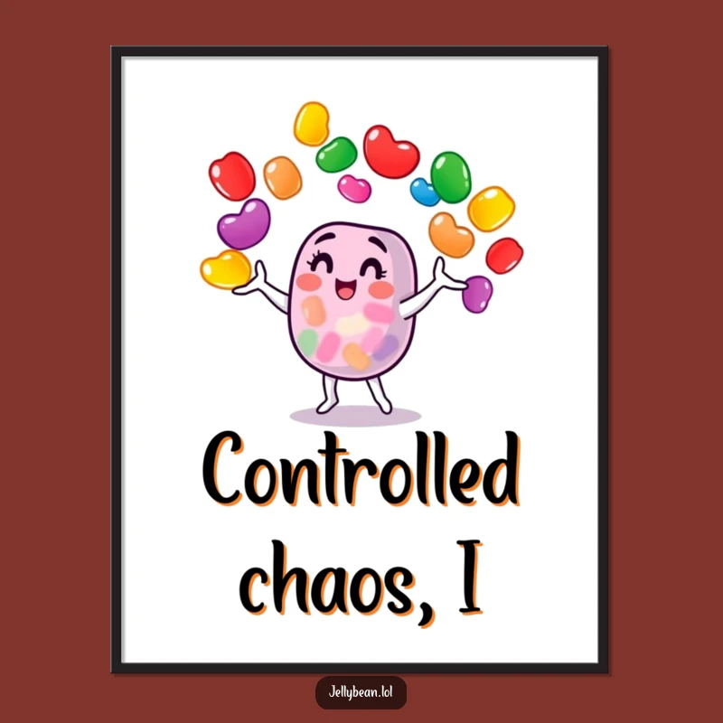 Funny Jelly Bean Juggler Poster: Brighten Your Walls with Colorful Fun