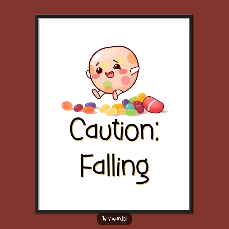 Funny Slipping Jelly Bean Poster: Decorate with a Tumble, Awesome Funny Gift