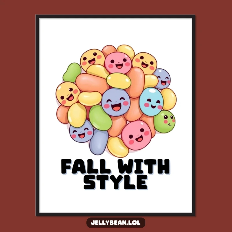 Funny Tumbling Jelly Beans Poster: Vibrant & Hilarious Candy Art