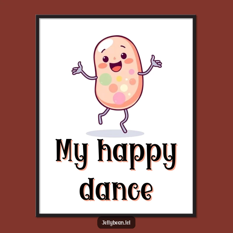 Funny Art Print: Jelly Bean Wobble Dance, Whimsical Wall Decor Gift