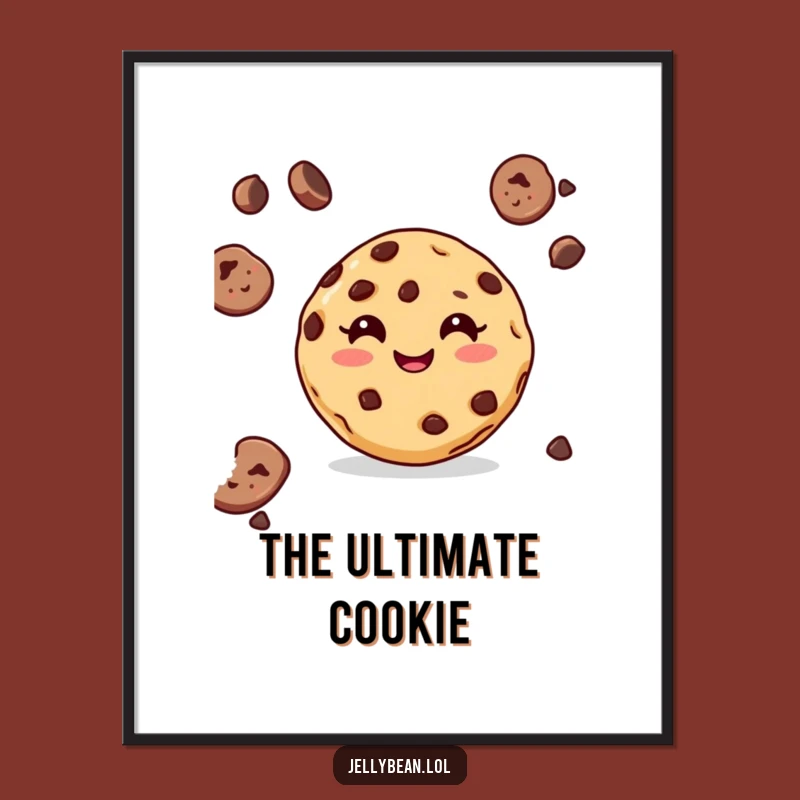 Funny Cookie Poster: Chocolate Chip Grin Art, Delicious Decor Gift