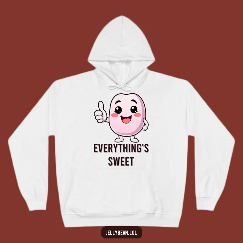 Cozy Funny Smile Hoodie: Jelly Bean Thumbs Up, Warm Encouraging Gift